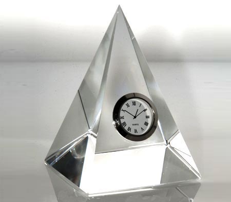 crystal glass desk clock for office table decoration