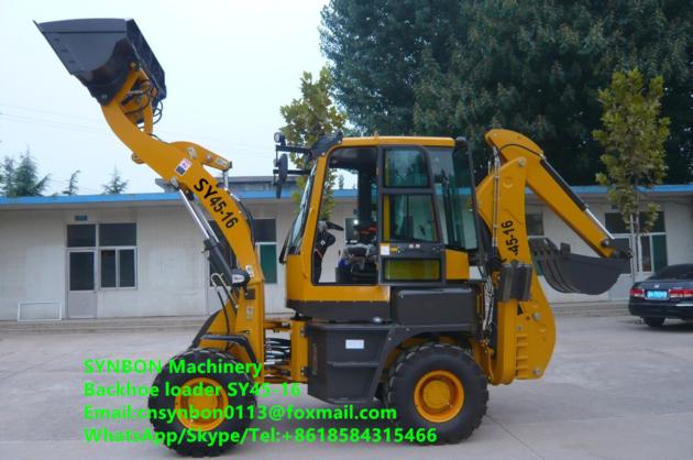 Backhoe loader, front shovel back digging,an all-in-one dashboard is designed，SY45-16