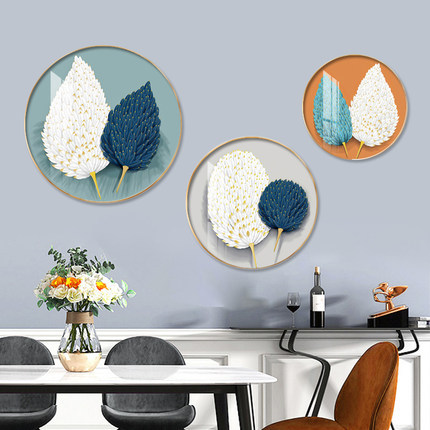 Custom art frame painting 3D home decoration round luxury crystal porcelain wall decoration
