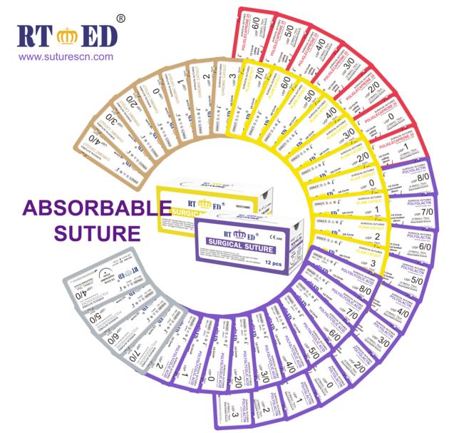 Absorbable PGA/PDO/Catgut/PGLA suture with needle