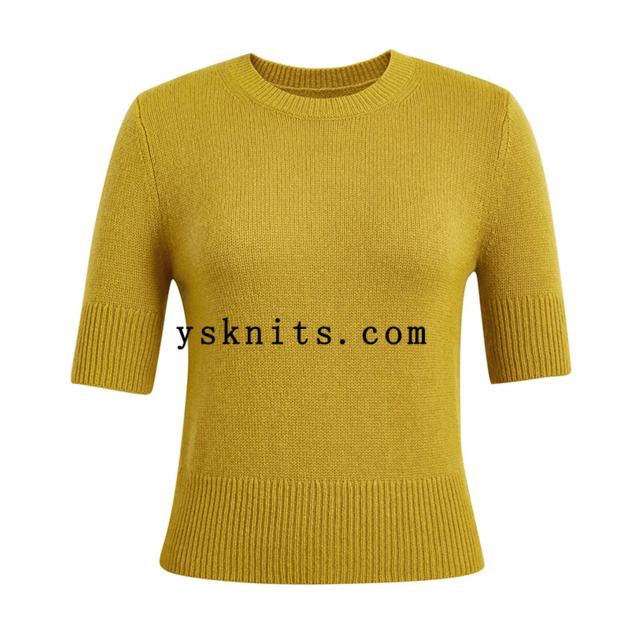 women's short sleeve 100% pure cashmere pullover