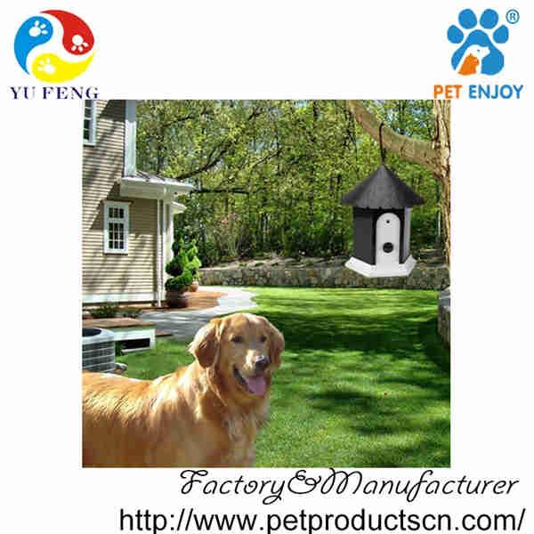 Ultrasonic outdoor dog bark controller in birdhouse shape ,battery operated -no hassle of wiring the