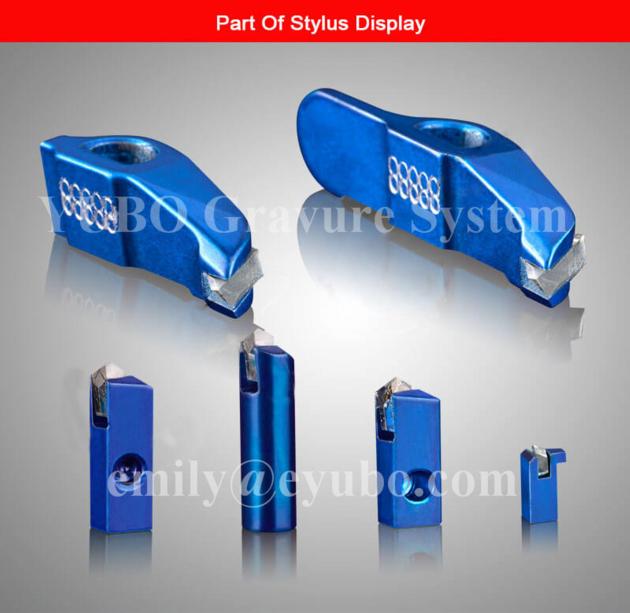 Gravure printing engraving tools on copper surface roller