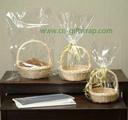 Clear cellophane bags for basket packing