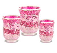 Mosaic Hurricane Glass Candle Holders 