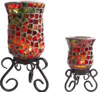 Mosaic Votive Candle Holders On a Metal Holder 