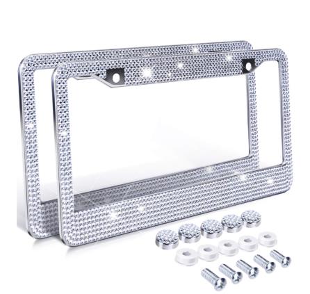 Lilancrystal Car Styling Bling Glitter Crystal Rhine Stone Car License Plate Frame for USA