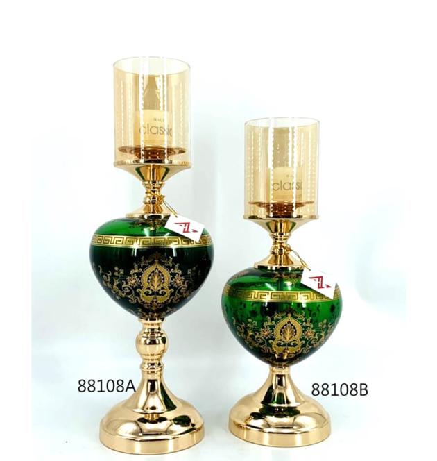 Household green ceramic candelabra decorating candle holders