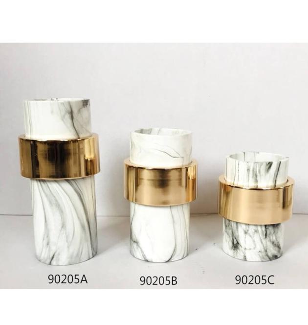 hot resin sale marble pattern english letter shape candle holder for home decoration