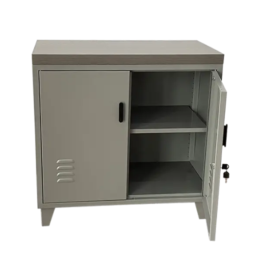 Steel Double Door Cabinet With Wooden