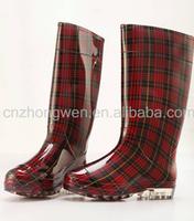Red Plaid Fashion Rain Boots