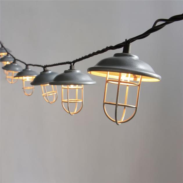 Garden String Light-Decorative Galvanized hood & wire cage string light KF01696