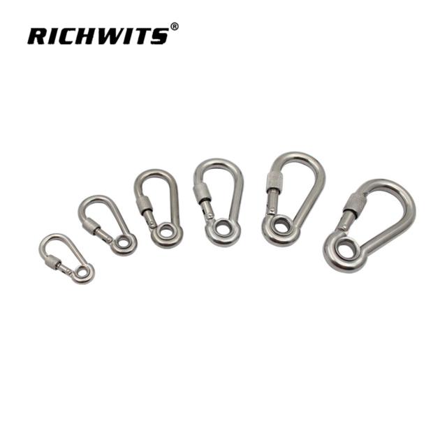 304/316 stainless steel carabiner hook with eyelet and nut