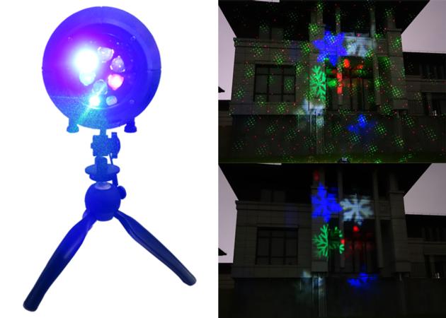 The newest Fashion ABS made outdoor Christmas laser lights with LED snowflake and speaker music proj