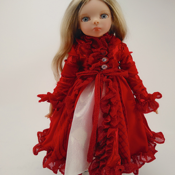 Frida cute red long sleeve one-piece dress in doll accessories