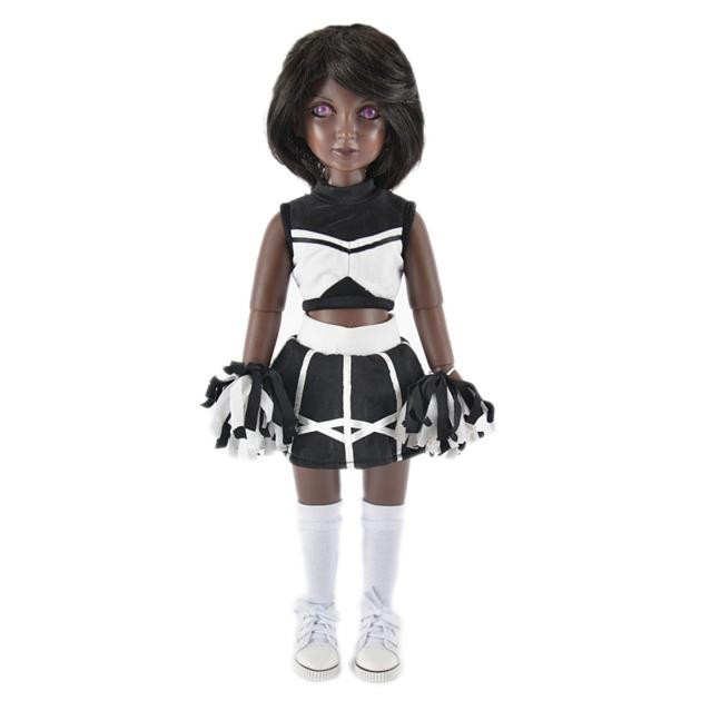 Black cheer leading uniform outfits for 18 inch american girl doll clothes