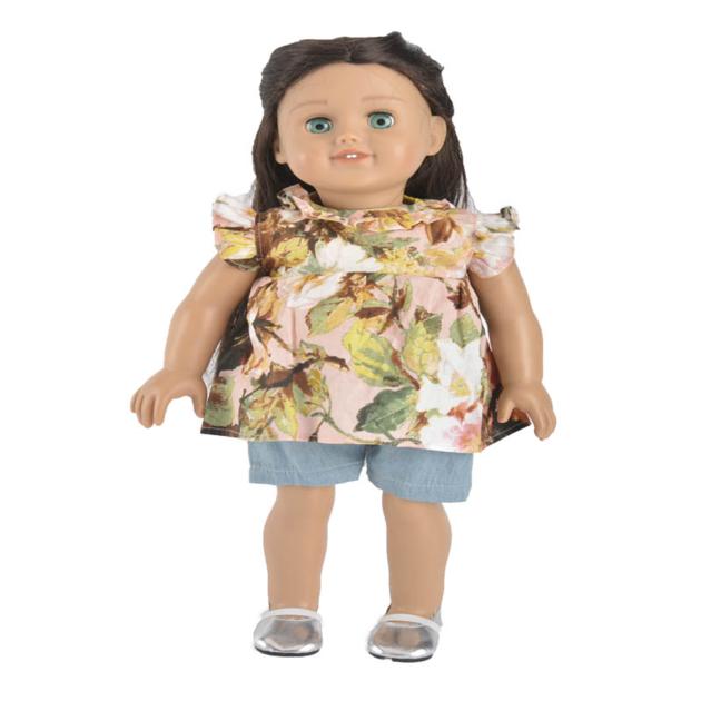 Everyest Company Hot sale Contrast flower T-shirt doll clothes outfit 18 inch american gril doll