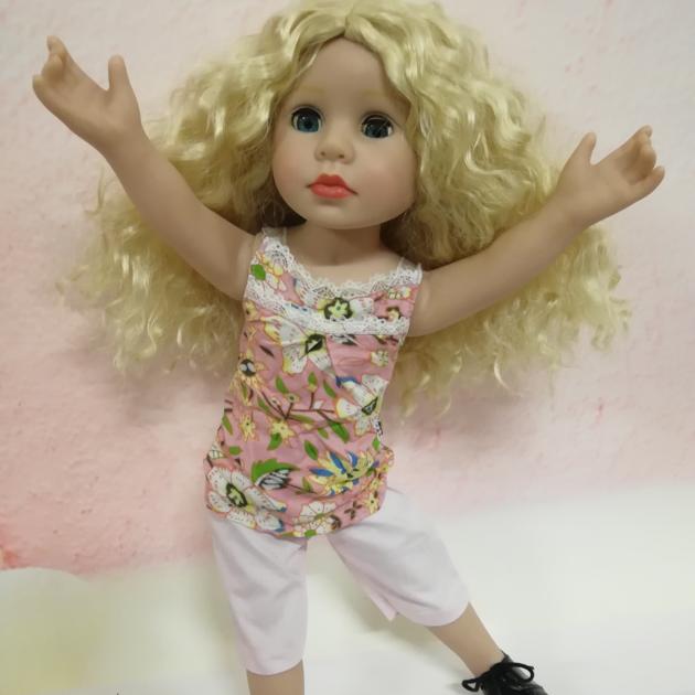 Factory Custom Lovely Vinyl Young Girl Golden Hair 18inch American Girl Doll