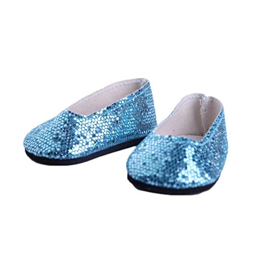 everyest handmade princess doll shoes for women sequined blue 18inch girl doll shoes