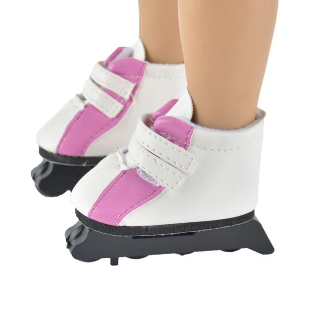 Handmade Skiing Boots Pu White Doll