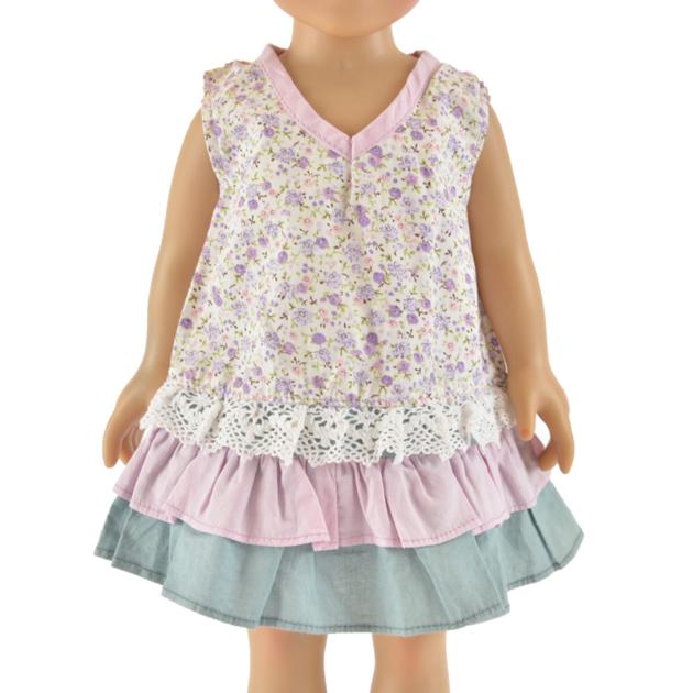 hot selling purple 18 inch flower doll dress little girl doll clothes