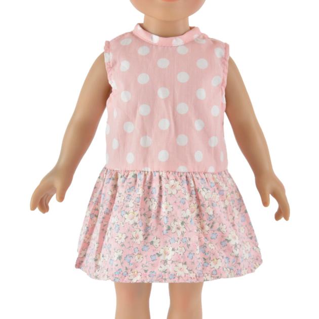 pink dot doll dress for 18inch baby girl doll