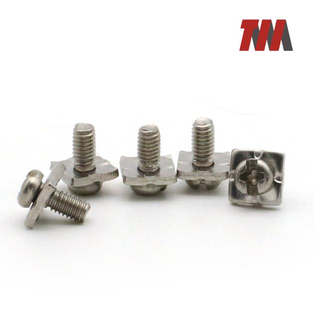 Plain Stainless Steel ss Pan Head cross recessed Combination Screw With Square Washer